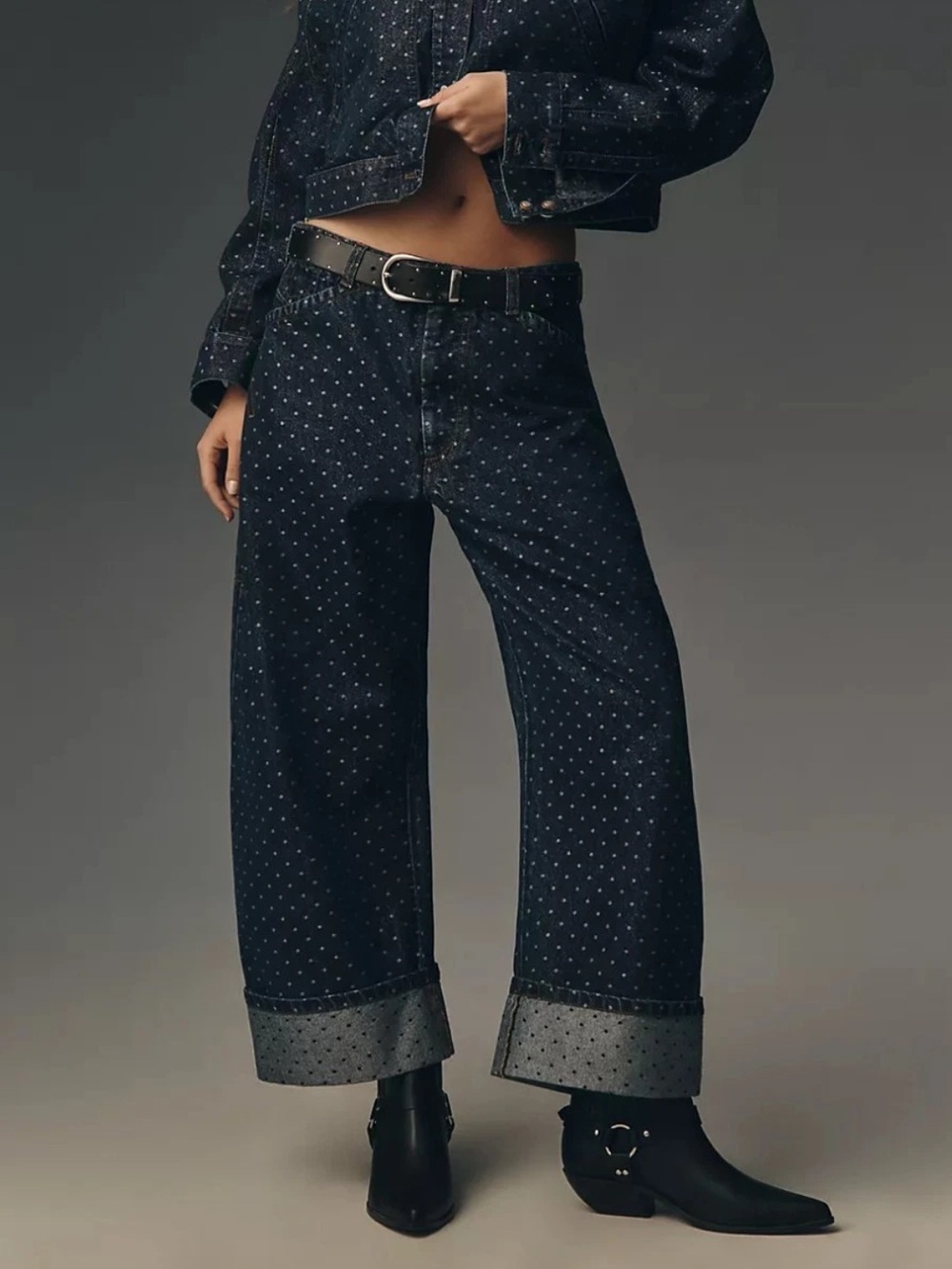 Pilcro Kayden High Rise Carpenter Barrel Polka Dot Jeans